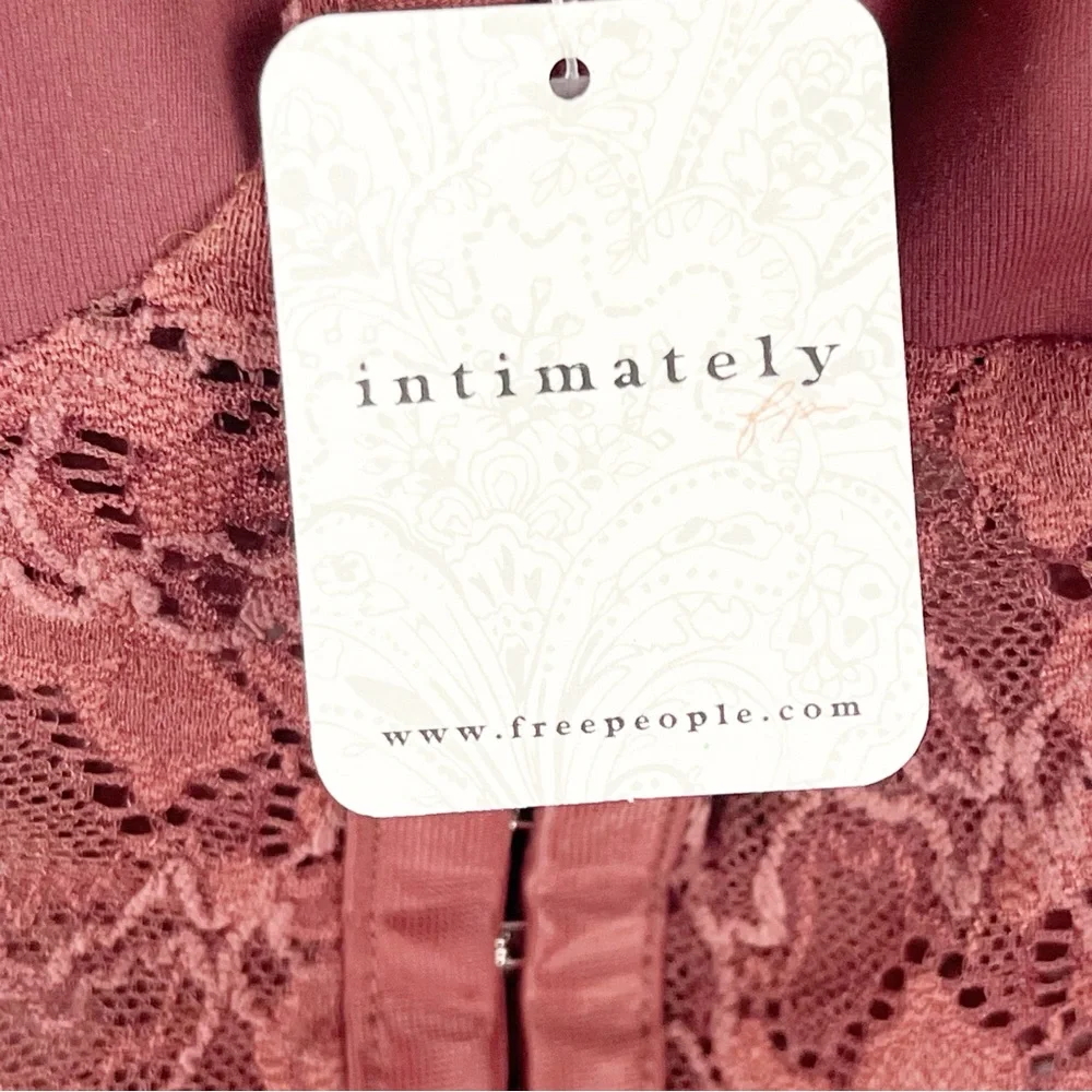 INTIMATELY FREE PEOPLE Double Dare Chocolate Lace Corset Thong Bodysuit Size XS